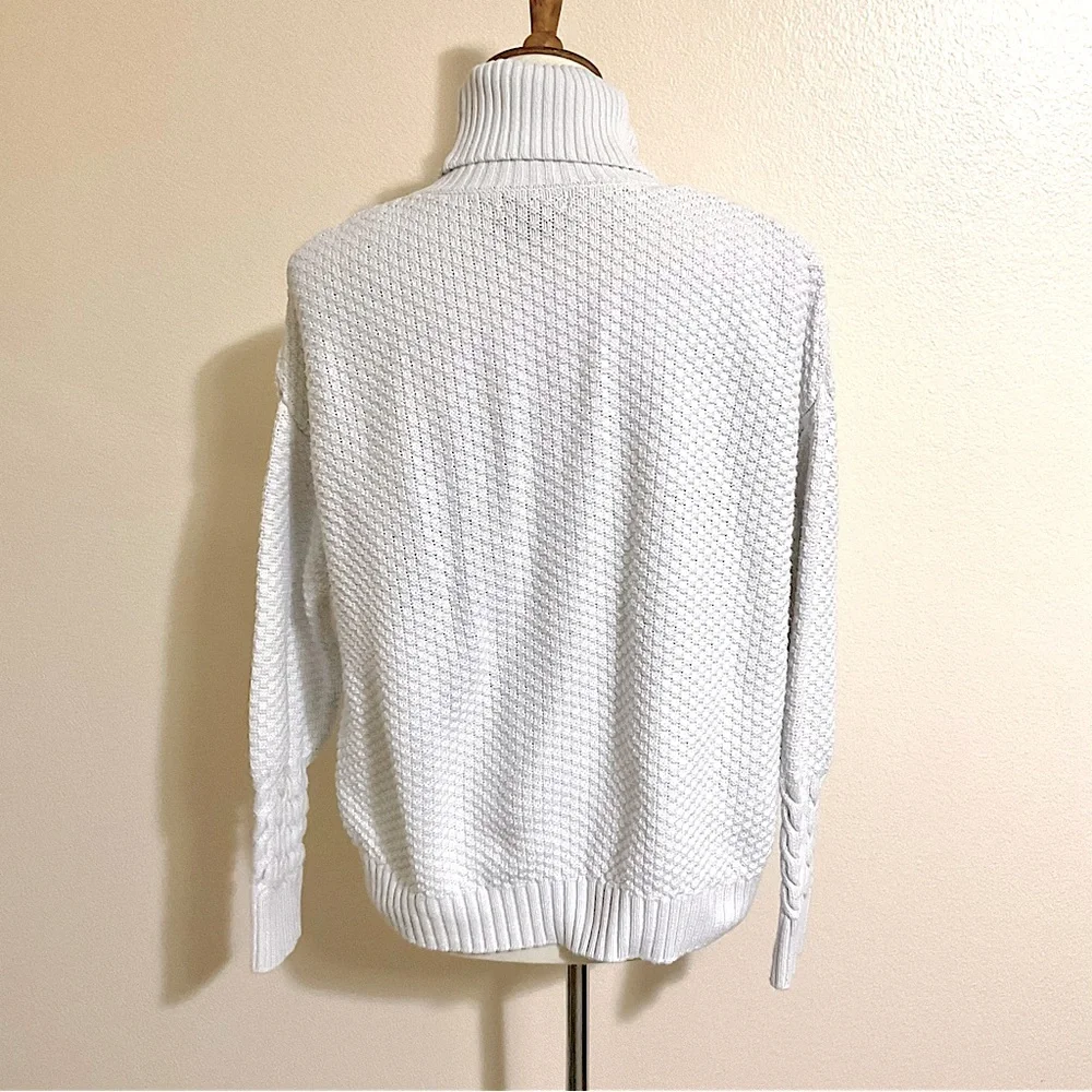 a.n.a. Cable Knit Sweater Turtle Neck M Silver Gray